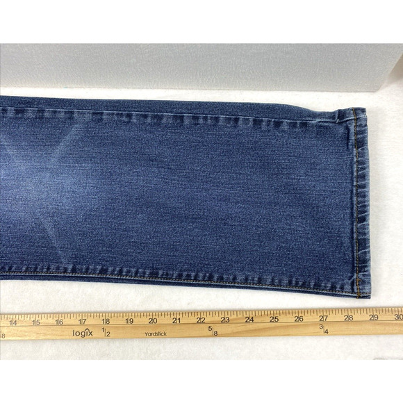 Carbon Jeans Mens 34 x 29 Blue Dark Wash Denim Relaxed Straight Flex Casual - Picture 9 of 14